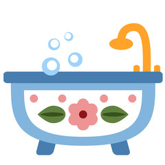 Fototapeta premium Bathtub flat illustration