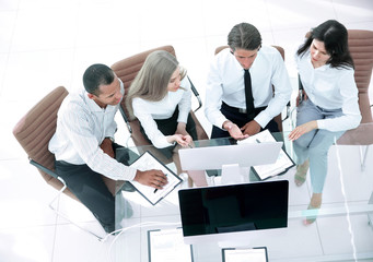 business team discussing a business document.the business concept.