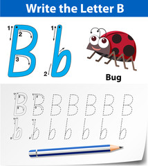 Letter B tracing alphabet worksheets