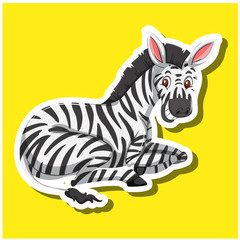 Fototapeta na wymiar A zebra on yellow background