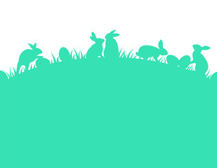 Rabbit and Easter egg flat style. Easter day background design. Illustration.
