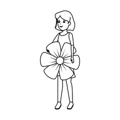 woman lifting beautiful flower