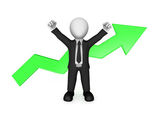 3d white businessman, business success.