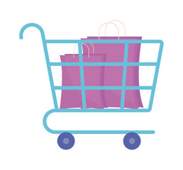 cart with bag shopping isolated icon