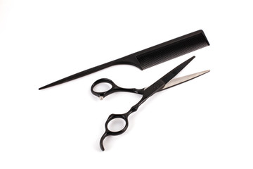 scissors and hairbrush