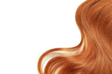 Natural red hair isolated on white. Background