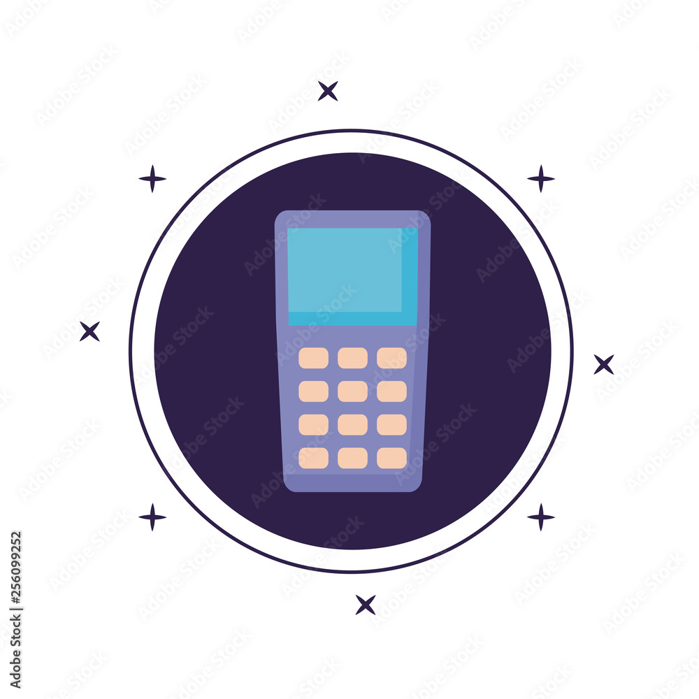 Poster dataphone device in frame circular