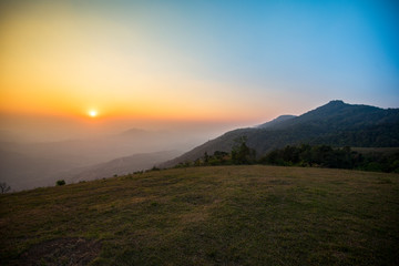 Colorful sky sunrise on mountain asia landscape