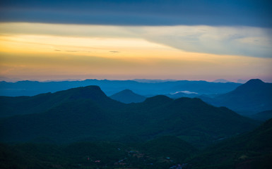 Fototapeta na wymiar Asia mountain landscape sunset colorful sky background