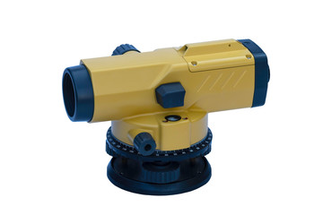 Automatic level On a white background,Auto level,Level camera,Survey of road level,Survey work for construction