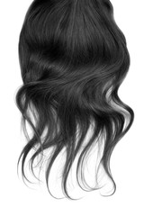 Obraz premium Long wavy black hair on white background