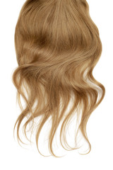 Naklejka premium Long wavy brown hair on white background