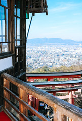 Fototapeta na wymiar View of Kyoto seen from one of the stops at the Fushimi Inari Taisha Shrine.