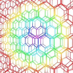 Perspective view on honeycomb. Hexagon pattern background. Isometric geometry