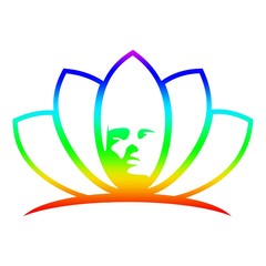 Woman head and lotus flower silhouettes. Yoga center or spa saloon emblem.