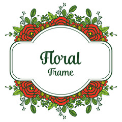 Vector illustration greeting card with style red rose floral frames