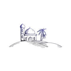 islamic mosque hand drawn style illustration