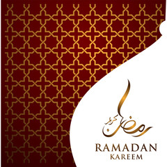 Arabic Calligraphy of ramadan kareem (Generous Ramadan) with mosque and ornament style