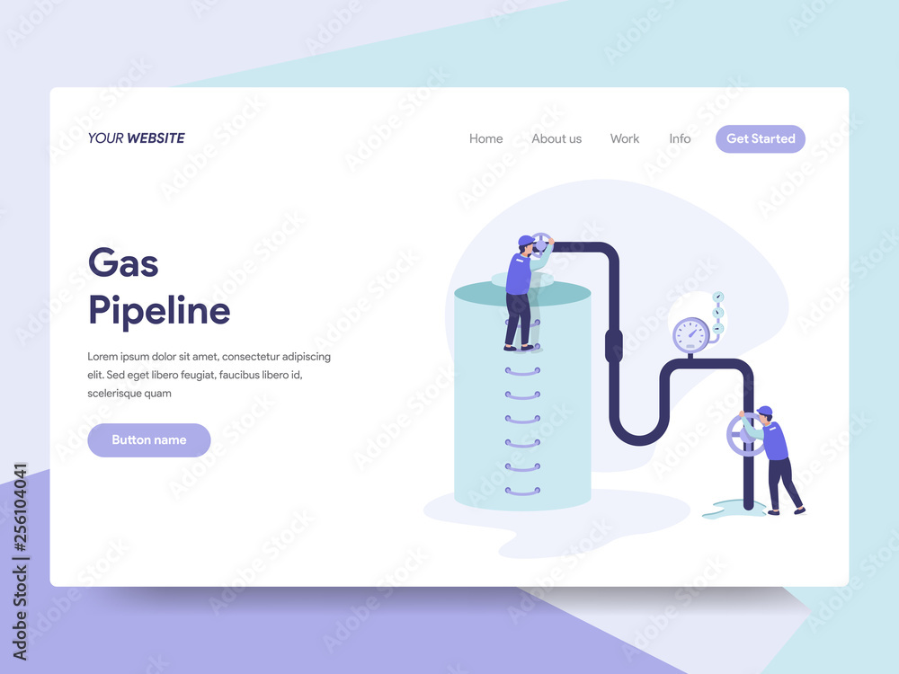 Poster landing page template of gas pipeline illustration concept. isometric flat design concept of web pag