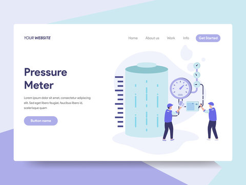 Landing page template of Gas Tank Pressure Meter Illustration Concept. Isometric flat design concept of web page design for website and mobile website.Vector illustration