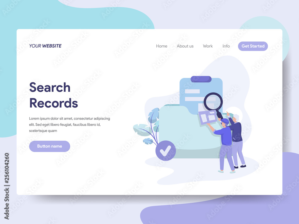 Poster landing page template of search records illustration concept. isometric flat design concept of web p