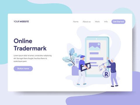 Landing page template of Online Copyright and Trademark Illustration Concept. Isometric flat design concept of web page design for website and mobile website.Vector illustration