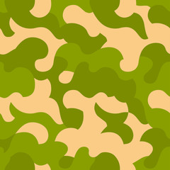 Seamless camouflage pattern. Green texture, vector illustration. Camo print background. Abstract military style backdrop