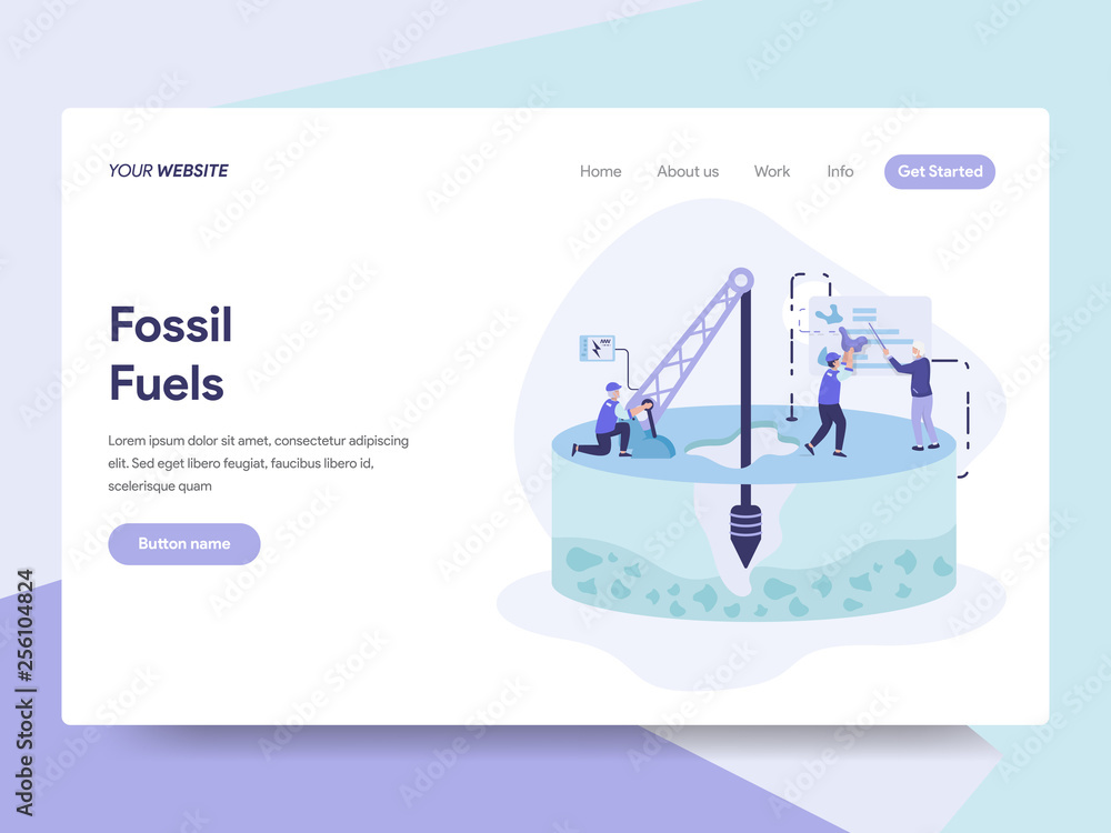 Poster landing page template of fossil fuel illustration concept. isometric flat design concept of web page