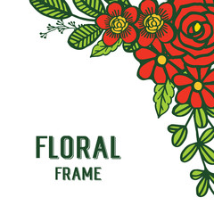 Vector illustration beauty red rose flower frames very bloom