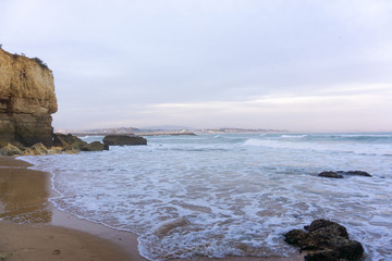 Waves in Lagos, Portugal beach scene