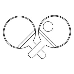Ping pong rackets with ball in black and white