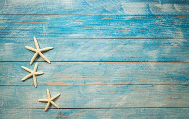 Starfish on a bright blue background
