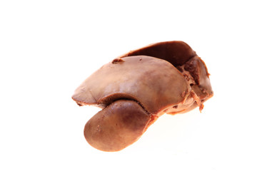 Chicken liver on a white background