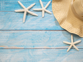 Shells, starfish, hats. Holiday ideas