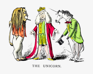 King and personified lion and unicorn