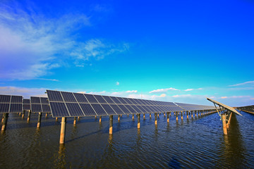Solar panels on the water