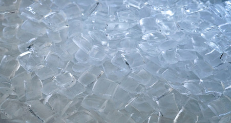 close up on ice cubes as food background