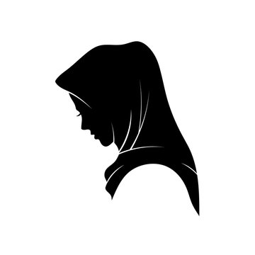 beautiful Muslim woman in hijab fashion silhouette vector