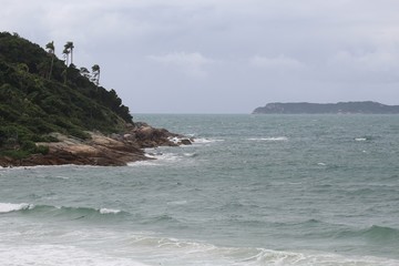 Fototapeta na wymiar rochas da Praia de Quatro ilhas, cidade de Bombinhas, estado de Santa Catarina, País Brasil