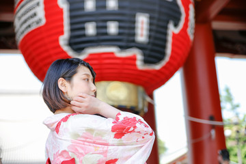 Young Japanese women in a kimono.