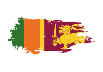 Grunge brush stroke with sri lanka national flag. Watercolor painting flag. Symbol, poster, banner. Vector Isolated on white background.
