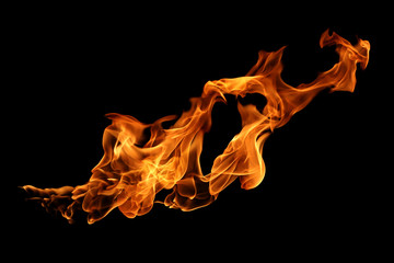 movement of fire flames isolated on black background