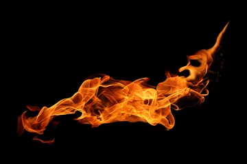 Foto op Canvas beweging van vuurvlammen geïsoleerd op zwarte achtergrond © modify260