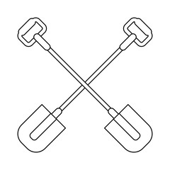 Garden shovels tools crossed symbol black and white