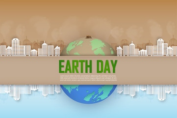 Earth day concept of the campaign and help maintain our world and planting trees for a bright future.