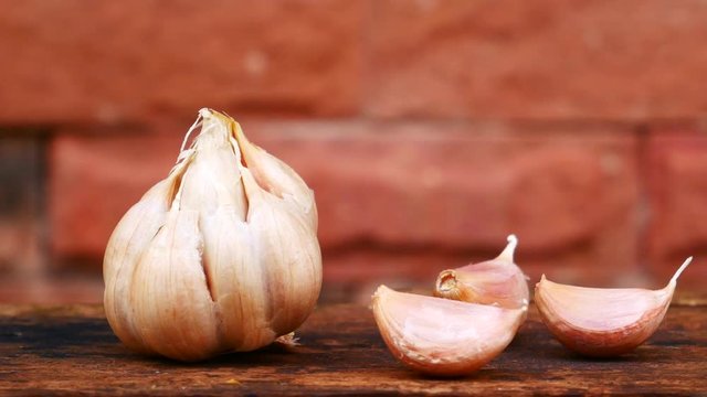 garlic on wooden board