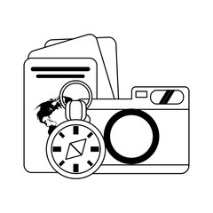 Travel and summer vacations in black and white