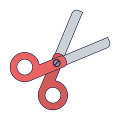 School scissors utensil isolated blue lines