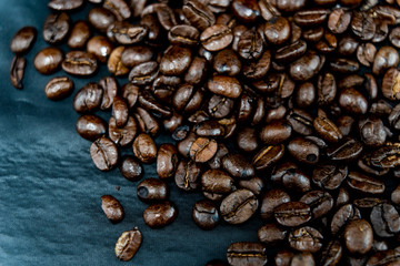 Coffee beans on black