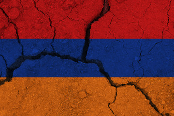 armenia flag on the cracked earth